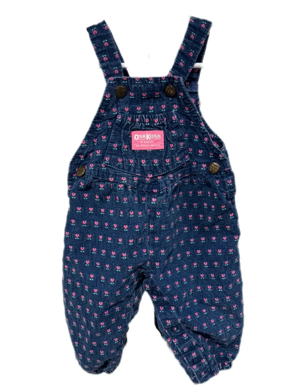 OshKosh B'gosh Fenim Floral Baby Overalls Infant Vintage 6-9mo